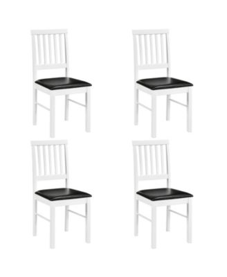 Dining Chairs Set of 4 With Hollowed Backrest Padded Seat and Rubber Wood Legs
