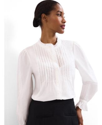 Women's Laurie Pleated Embroidered Cotton Blouse