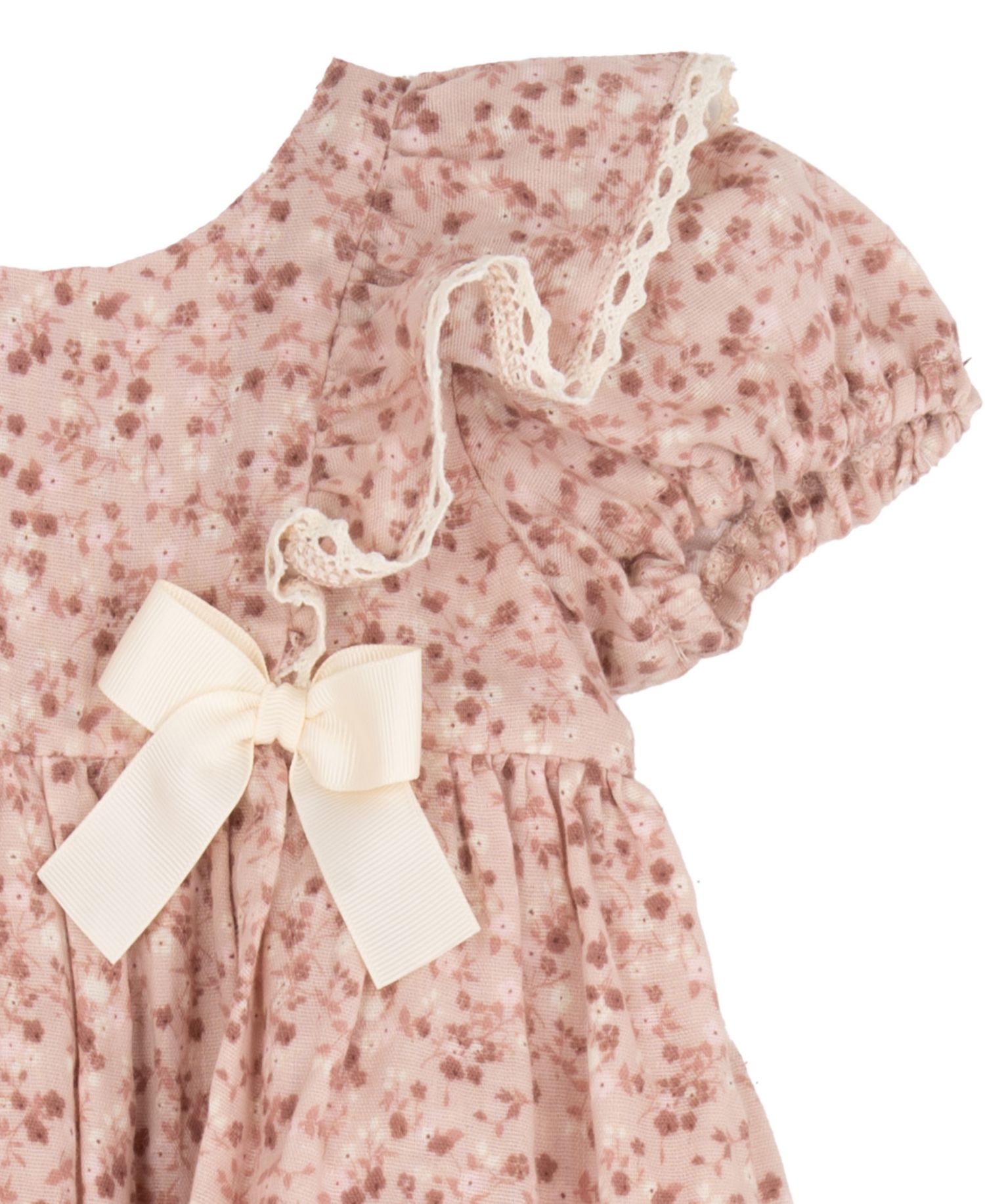 Baby Girls' Printed Cotton Voile Puff Sleeve Dress and Diaper Cover, 2-Piece Set