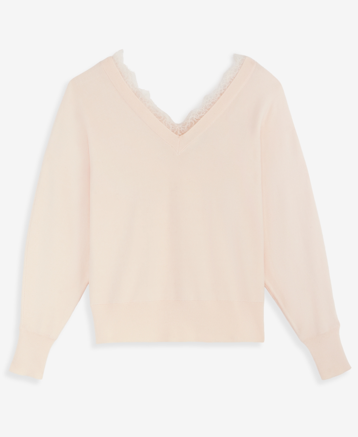 I.n.c. International Concepts Petite Lace Trim Double V-Neck Sweater, Macy's Exclusive