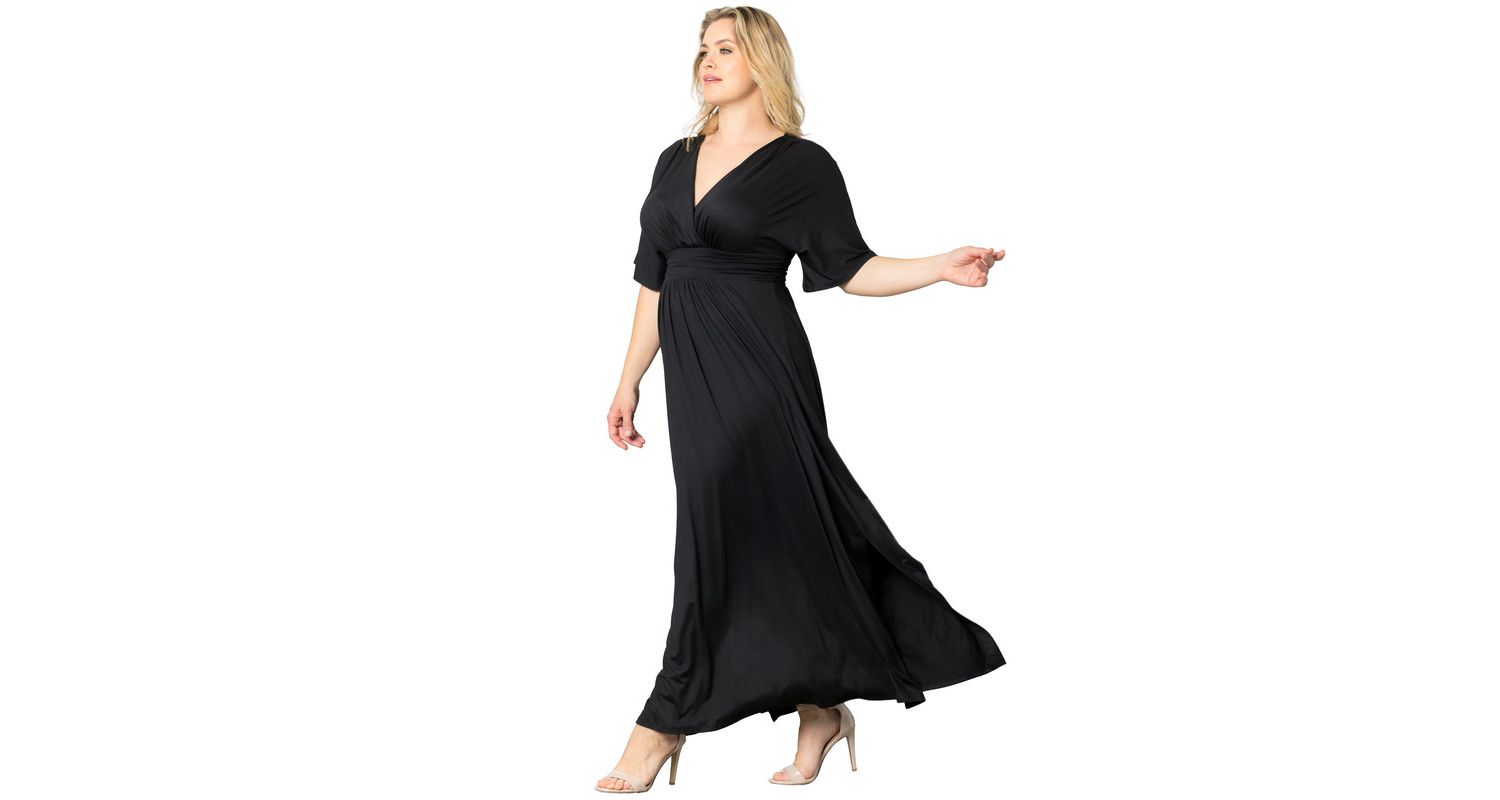 Plus Size Vienna Kimono Sleeve Long Maxi Dress
