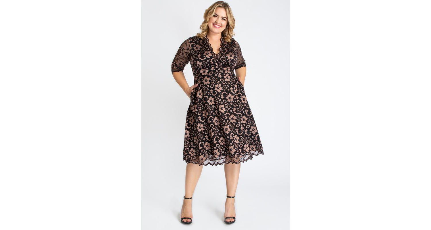 Plus Size Mon Cherie Floral Lace Cocktail Dress