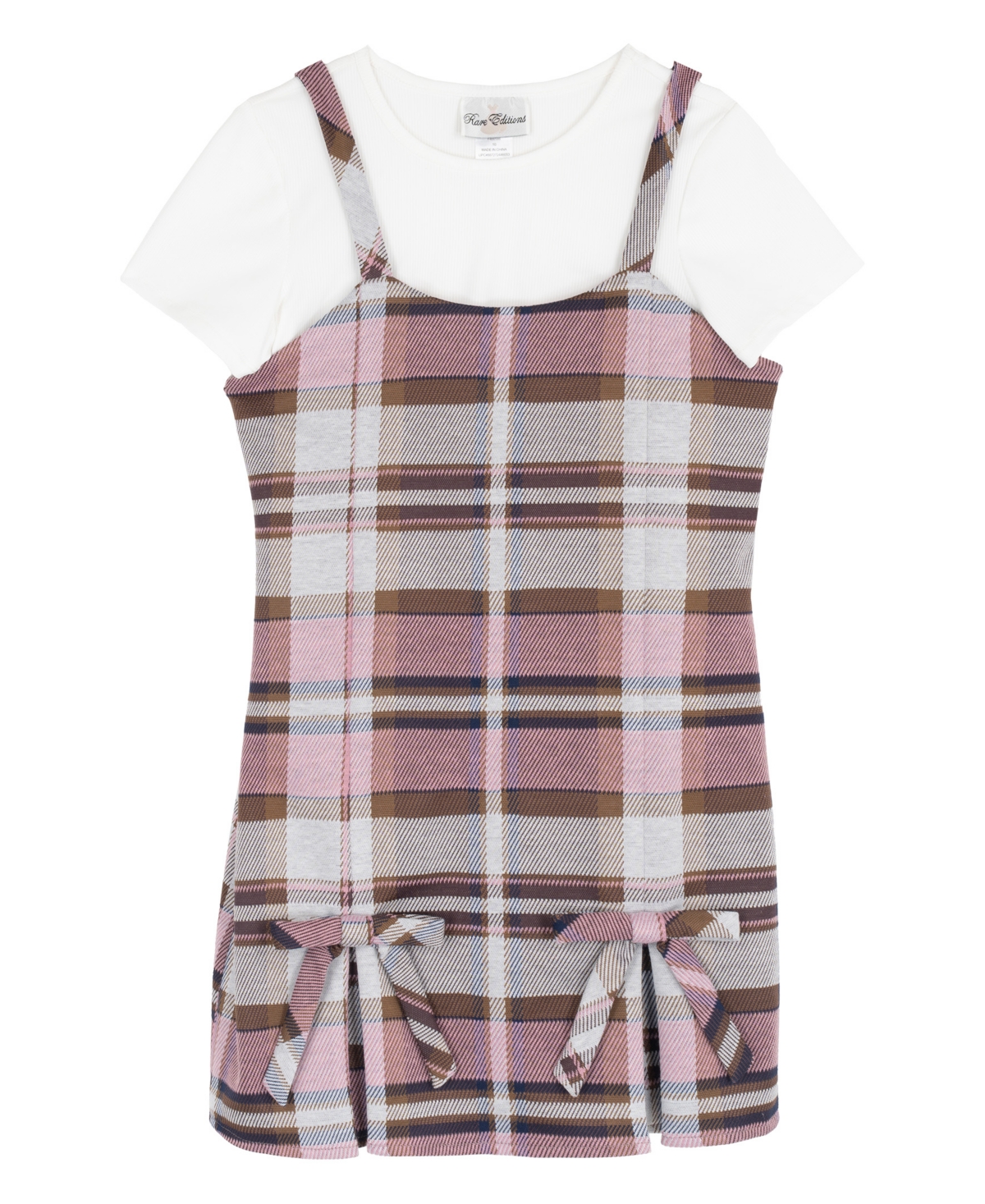 Rare Editions Girls' 7-16 Plaid Pleated Short-Sleeve Top and Dress, 2-Piece Set