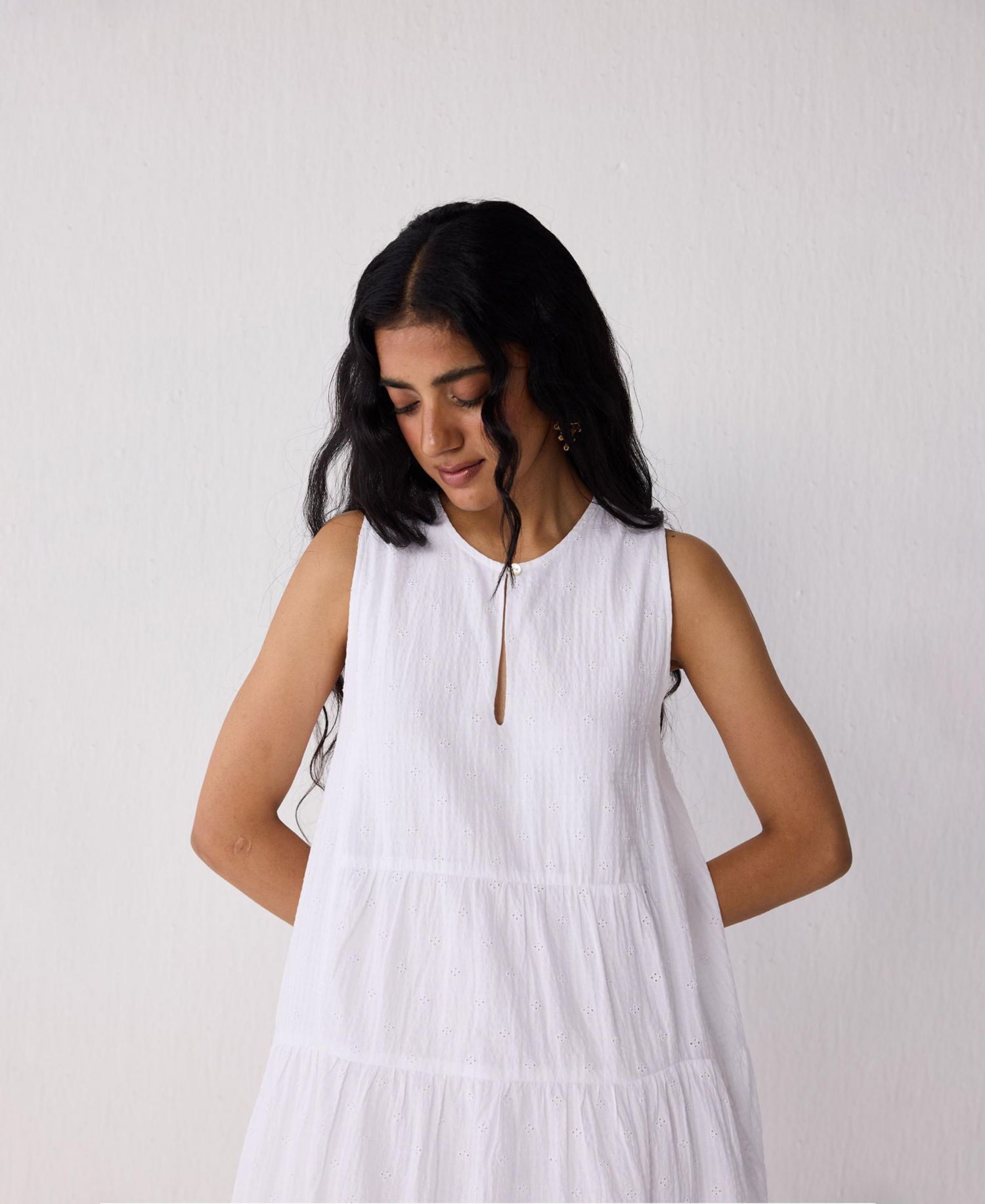 Women's Embroidered Everyday Sleeveless Short Tiered Dress