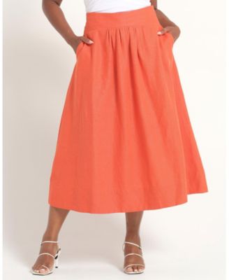 Women's Kaia Linen Gathered A-Line Midi Skirt