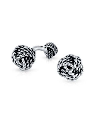 Solid Double Sided Twisted Love Knot Cufflinks for Dad Groomsmen .925 Sterling Silver Gift