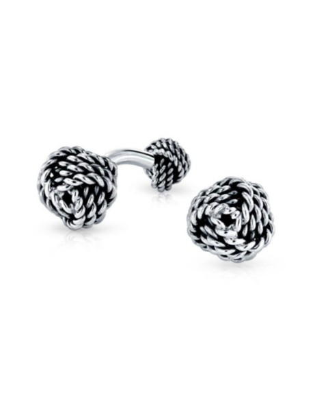 Мужские аксессуары Bling Jewelry Solid Double Sided Twisted Love Knot Cufflinks for Dad Groomsmen .925 Sterling Silver Gift