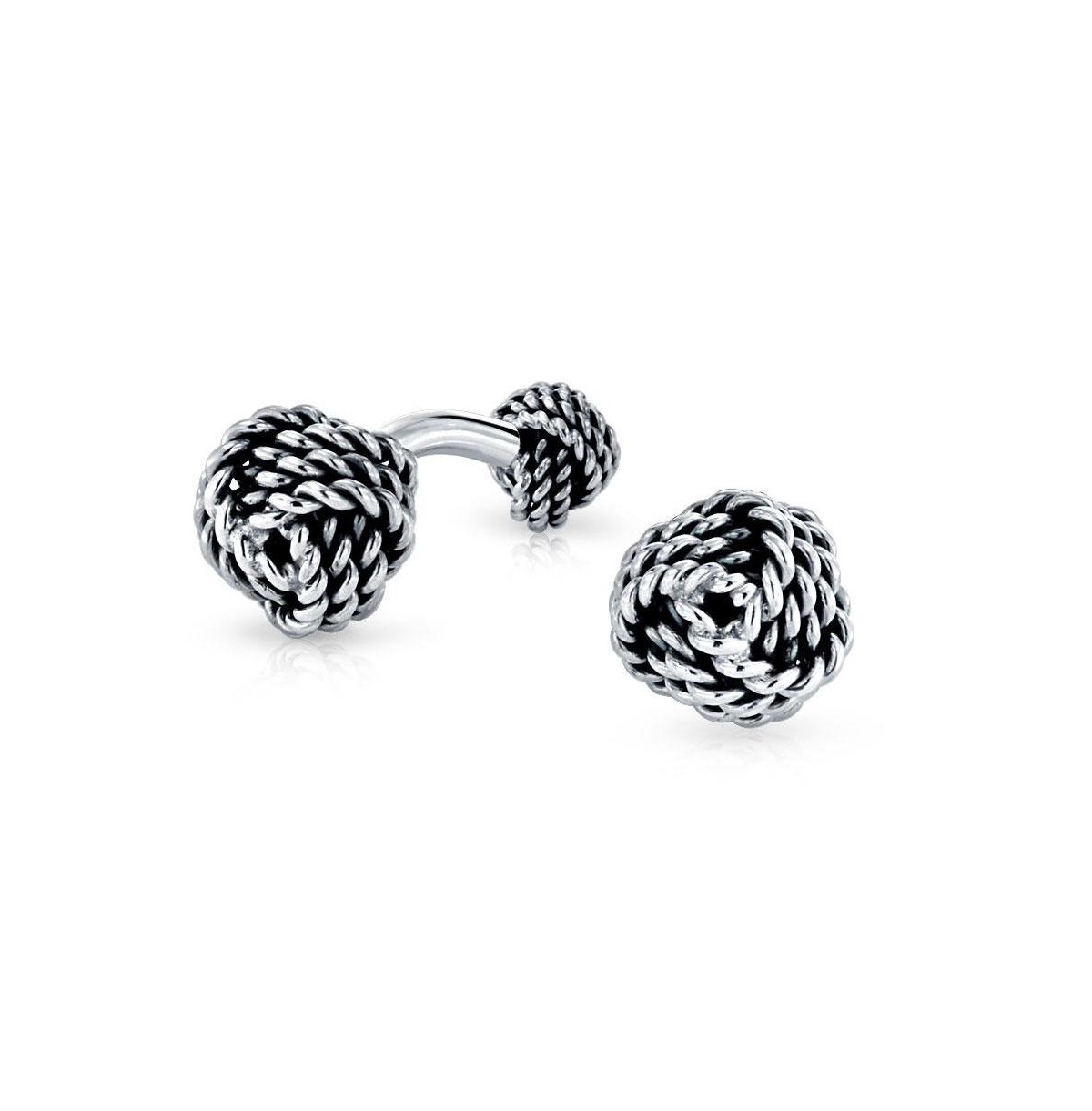 Мужские аксессуары Bling Jewelry Solid Double Sided Twisted Love Knot Cufflinks for Dad Groomsmen .925 Sterling Silver Gift — фото 1
