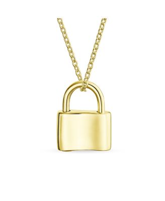 Functional Lock Pendant Charm Lovers Padlock Necklace Gold Plated Sterling Silver 16 Inch