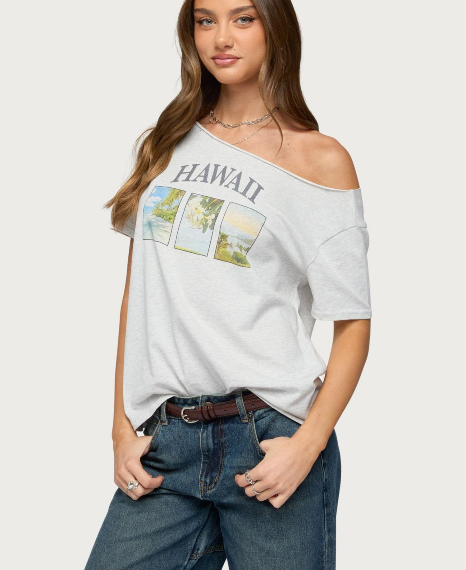 Women's Hawaiian Babe Off Shoulder T Shirt