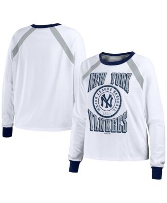 Women's White New York Yankees Raglan Long Sleeve T-Shirt