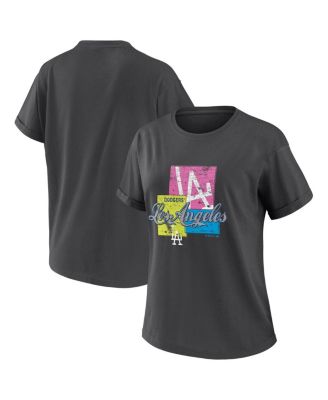 Women's Charcoal Los Angeles Dodgers Domestic Box Color Boyfriend T-Shirt