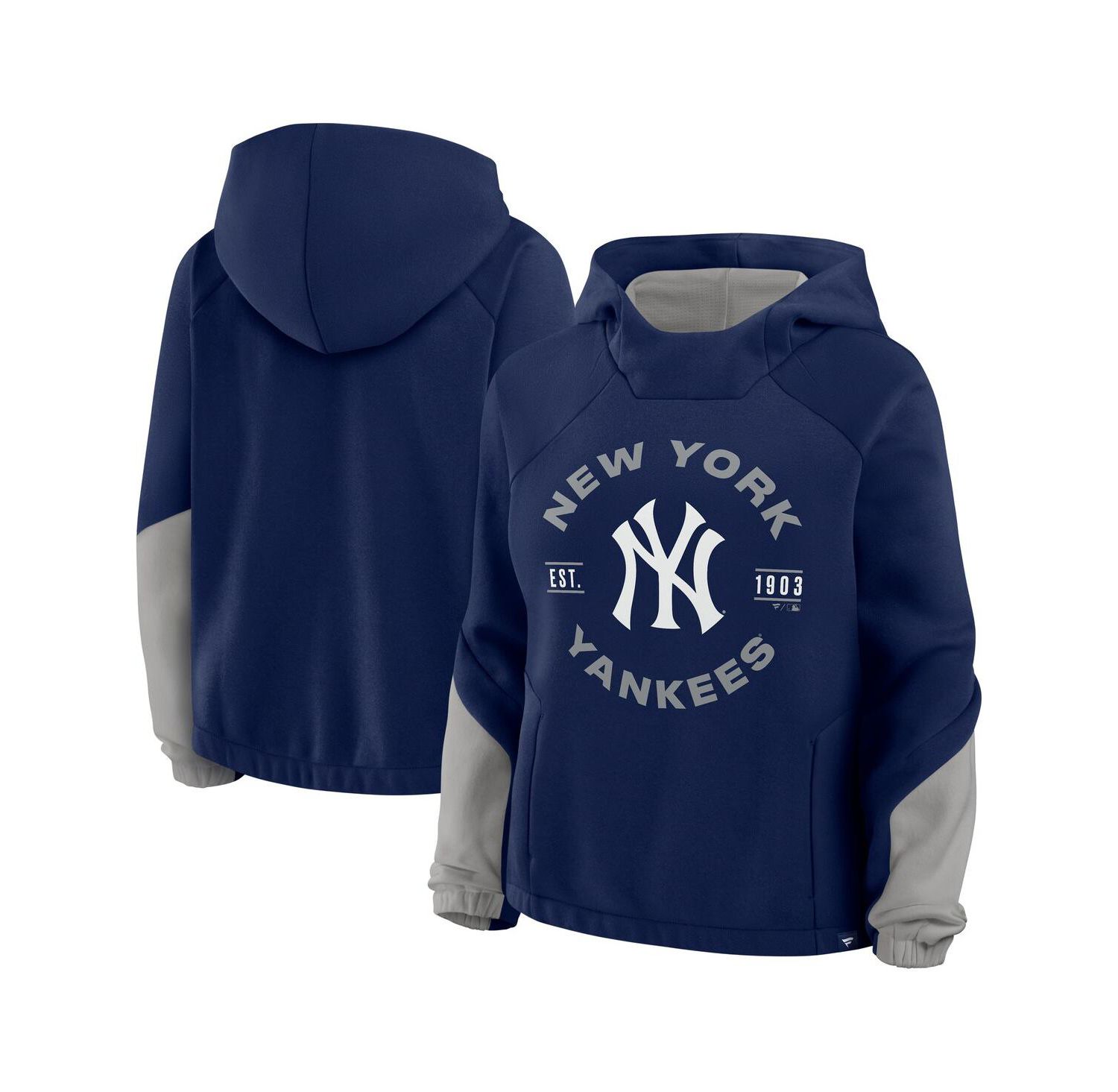 Women's Navy New York Yankees Oversized Time to Win Pullover Hoodie