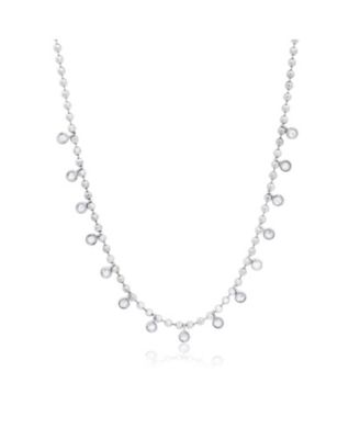 Beaded CZ Dangle Necklace Sterling Silver