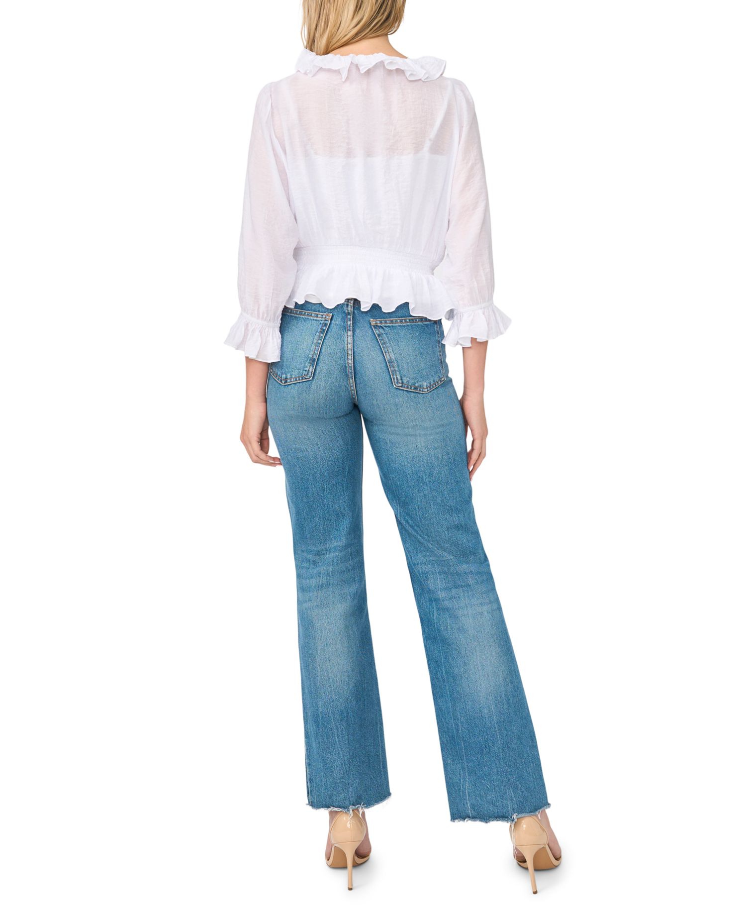 Women's Tie-Neck Ruffle-Sleeve Top