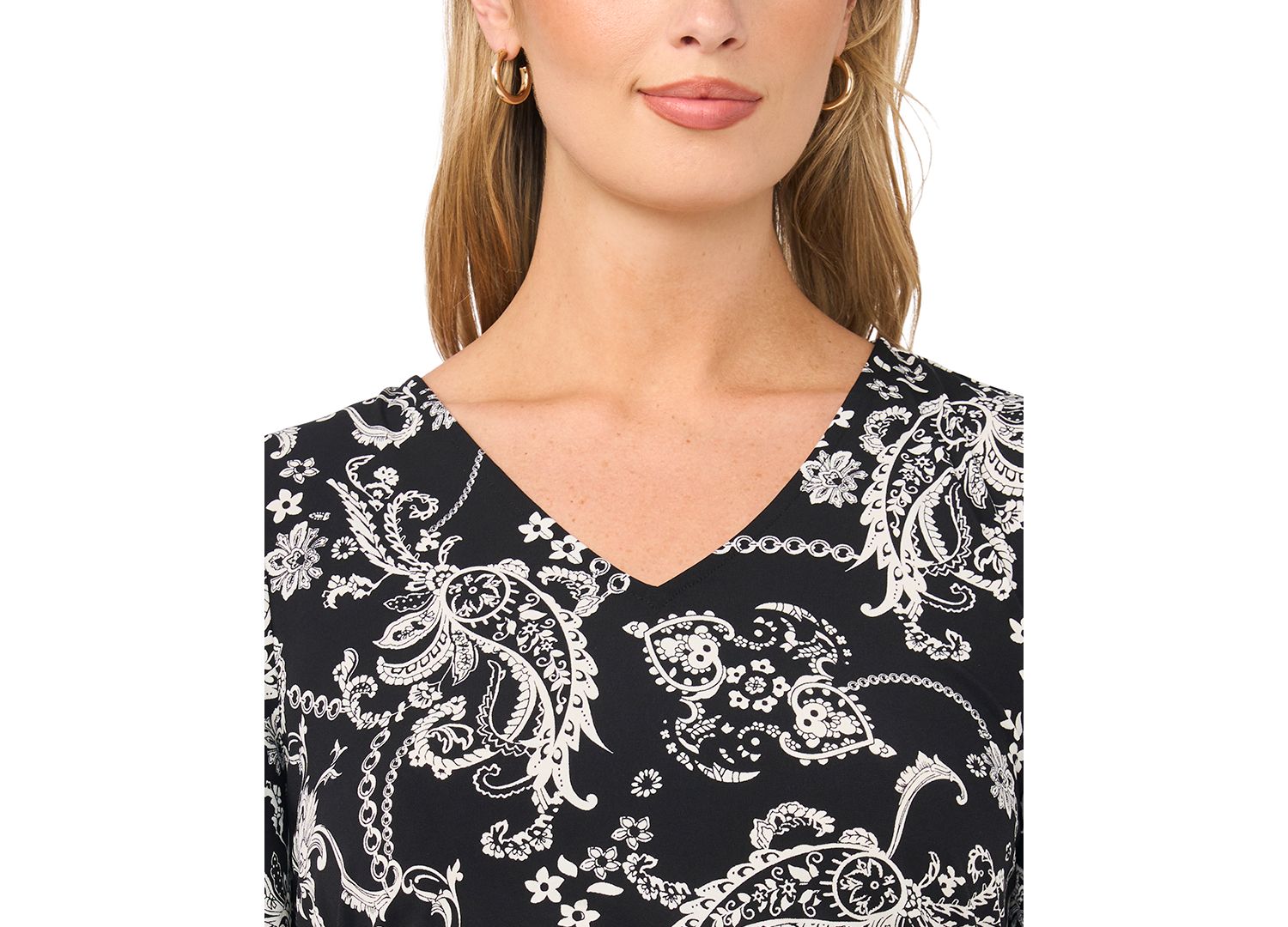 Women's V-Neck Flutter-Sleeve Tunic Top