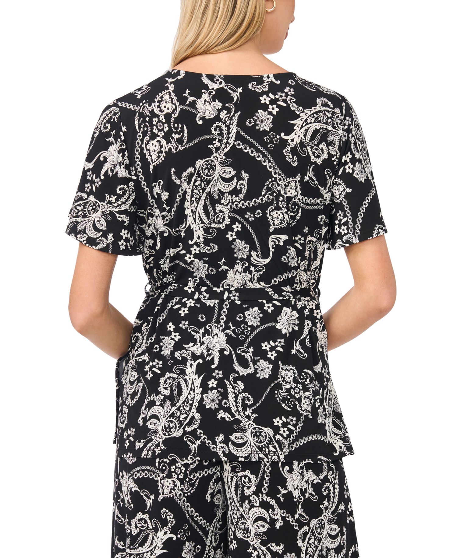 Women's V-Neck Flutter-Sleeve Tunic Top