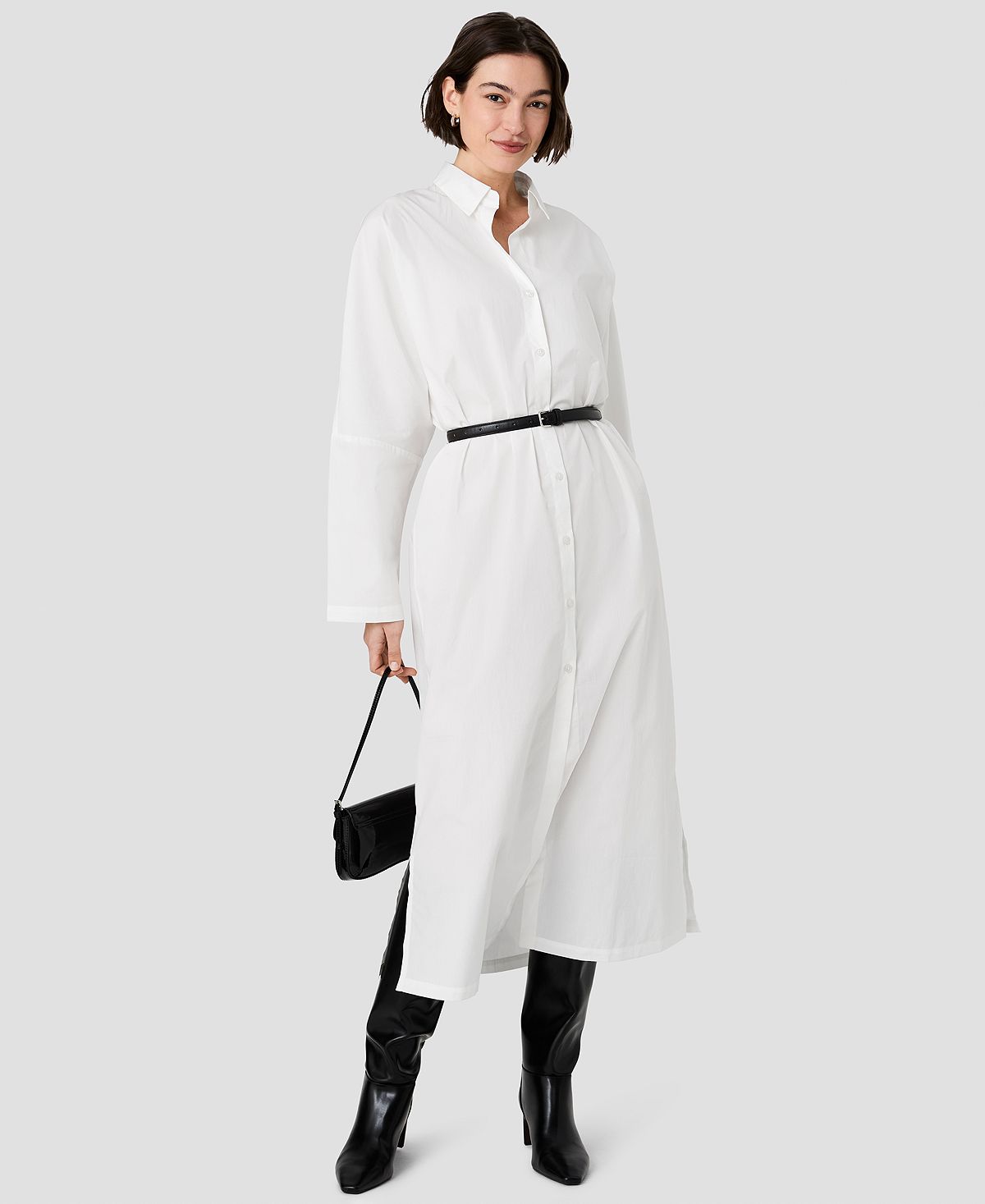 French Connection Women's Cambria Cotton Collared Long-Sleeve Dress view 2 — MAYCSS fashion products