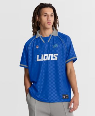 Men's Blue/Gray Detroit Lions Homerun Raglan V-Neck Polo Shirt