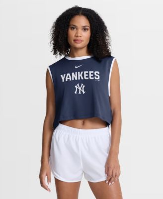 Women's Navy New York Yankees Primetime Loose Dri-FIT Cropped Tank Top