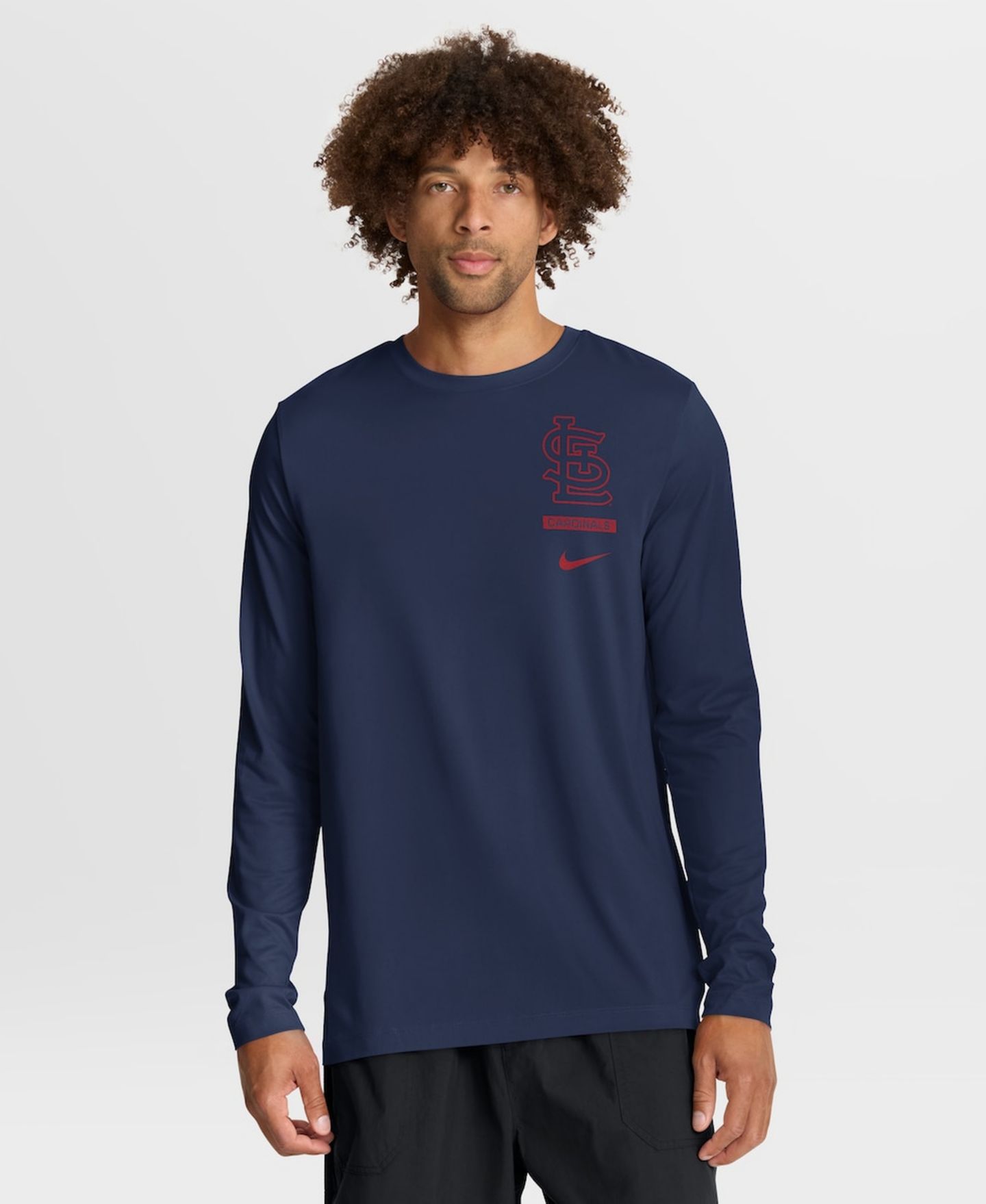 Мужская футболка Nike Navy St. Louis Cardinals 2-Hit Legend Dri-FIT Long Sleeve — фото 1