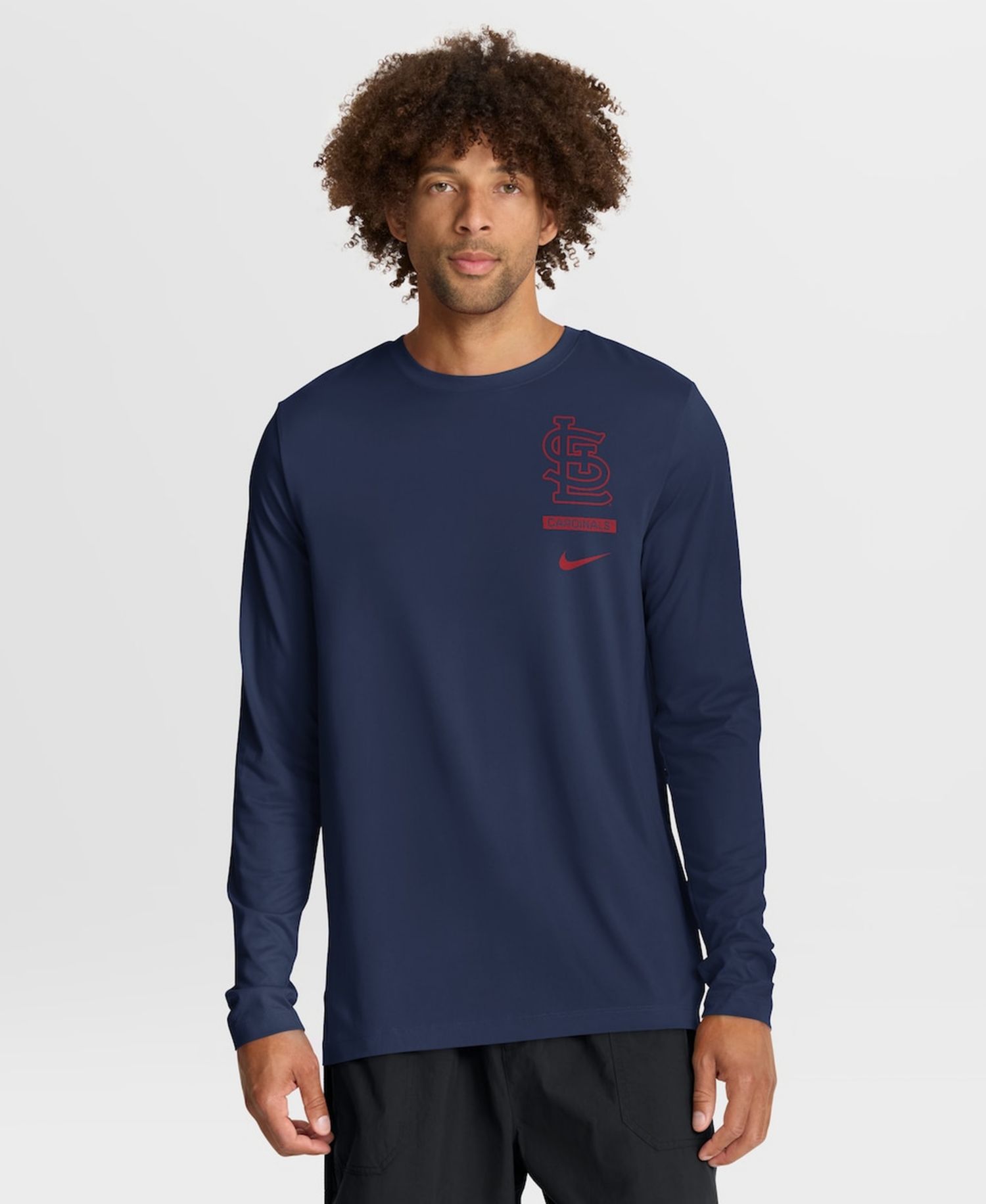 Men's Navy St. Louis Cardinals 2-Hit Legend Dri-FIT Long Sleeve T-Shirt