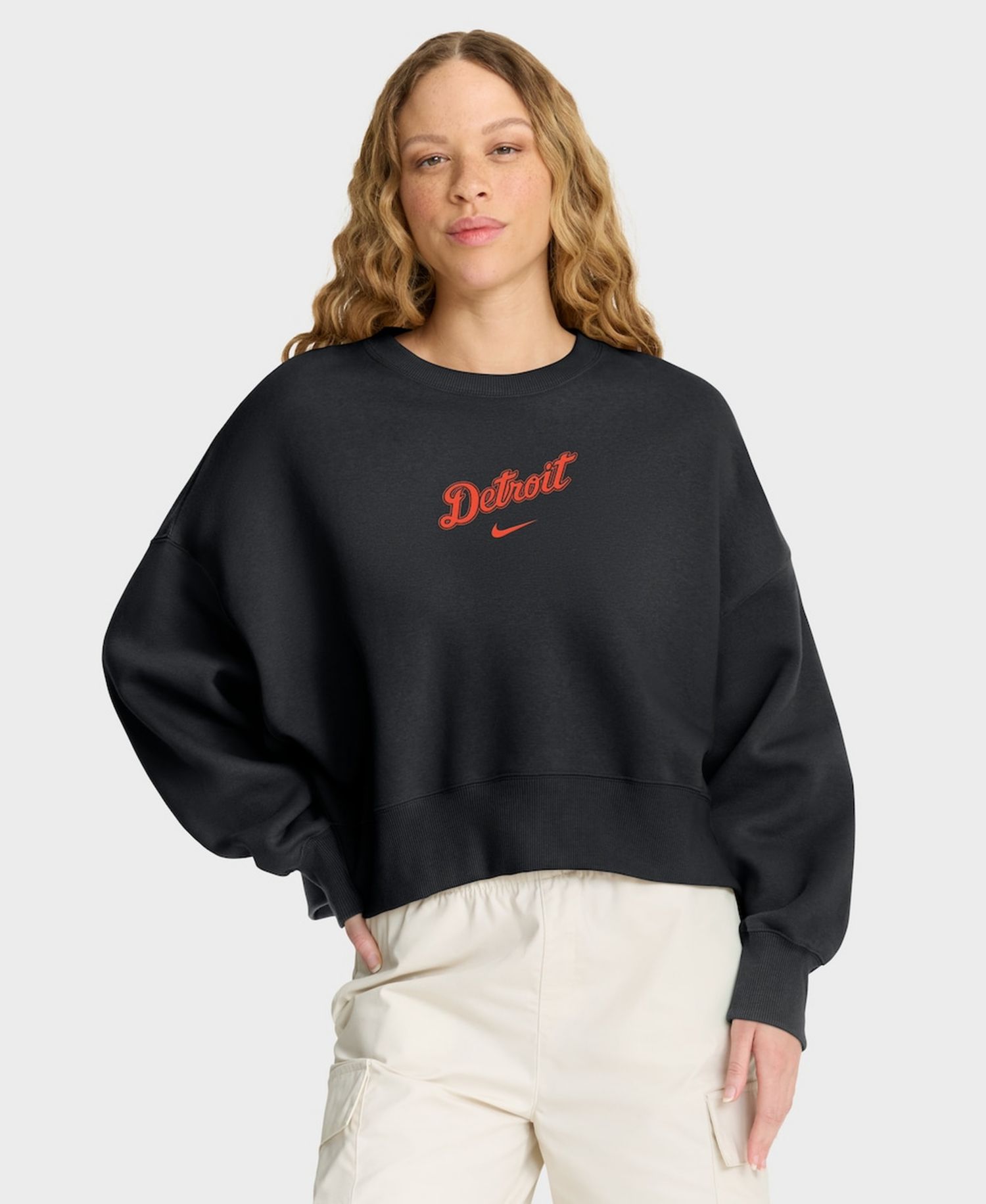 Women's Black Detroit Tigers Oversized Primetime Sweatshirt
