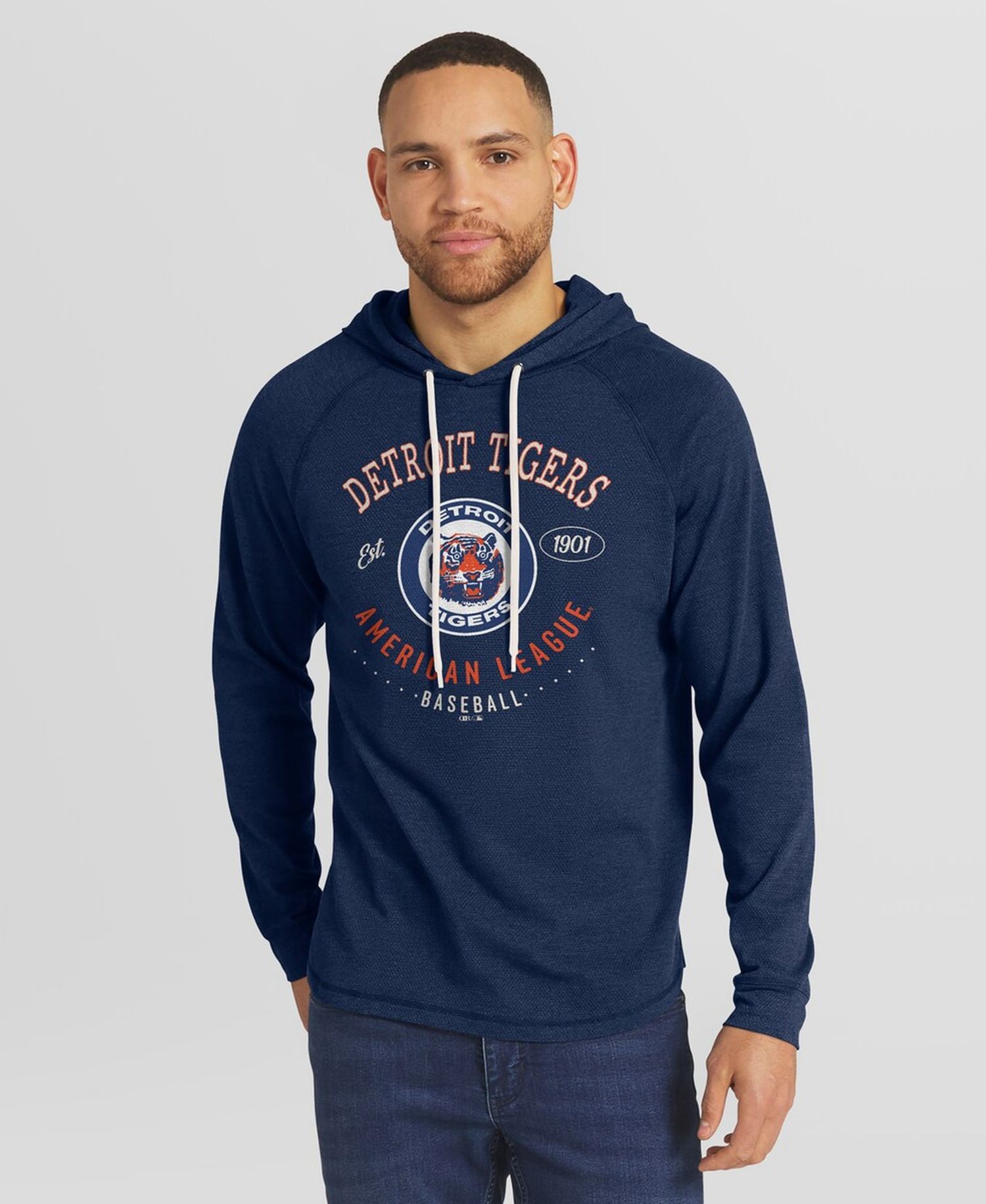 Darius Rucker Collection by Fanatics Men's Blue Detroit Tigers Raglan Hooded Long Sleeve T-Shirt