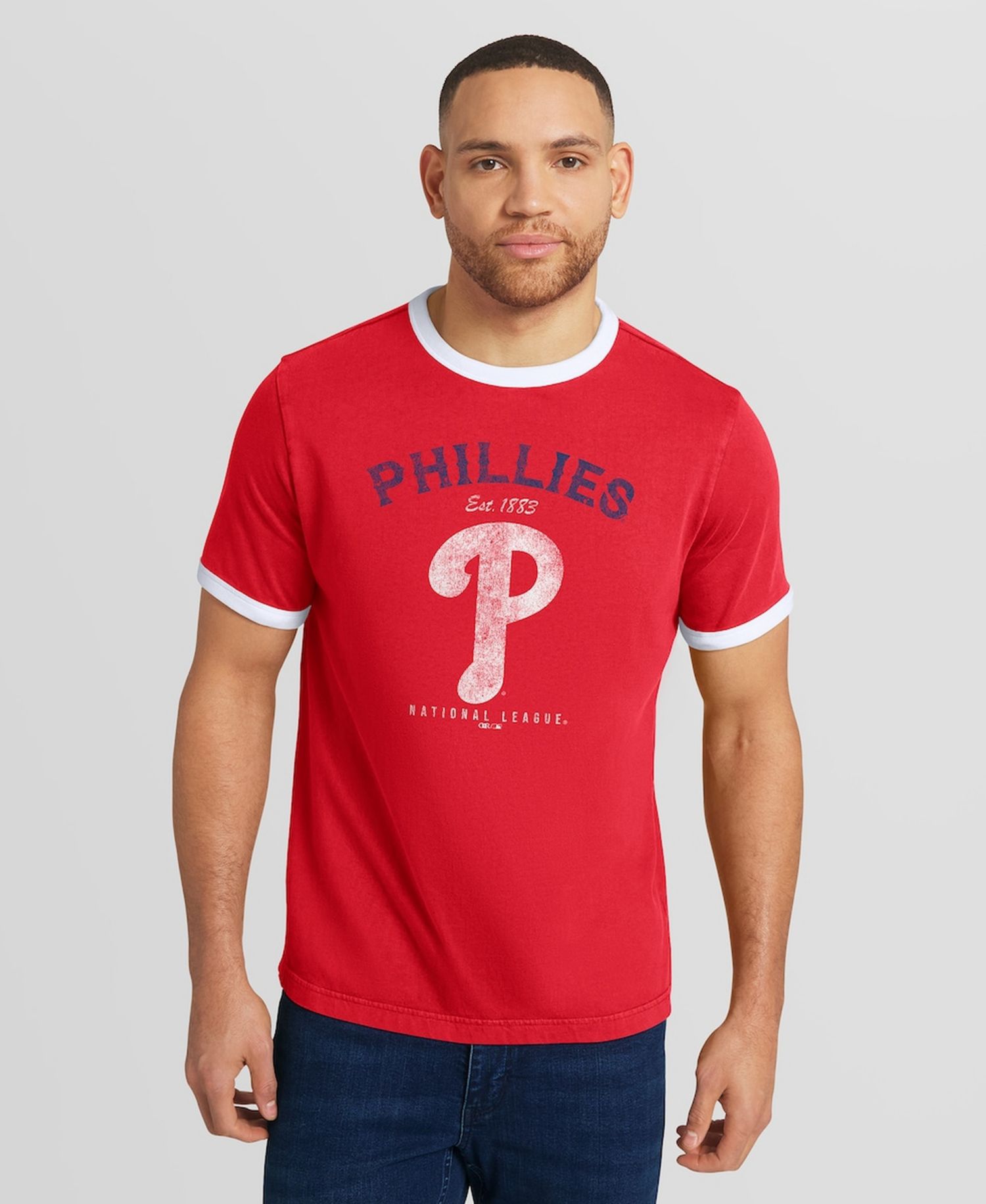 Darius Rucker Collection by Men's Red Philadelphia Phillies Washed Ringer T-Shirt