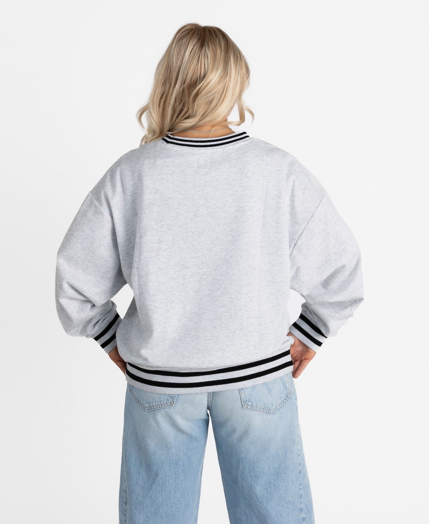 Women's Gray Oklahoma State Cowboys Oversized Showdown Ringer Stripe Sweatshirt