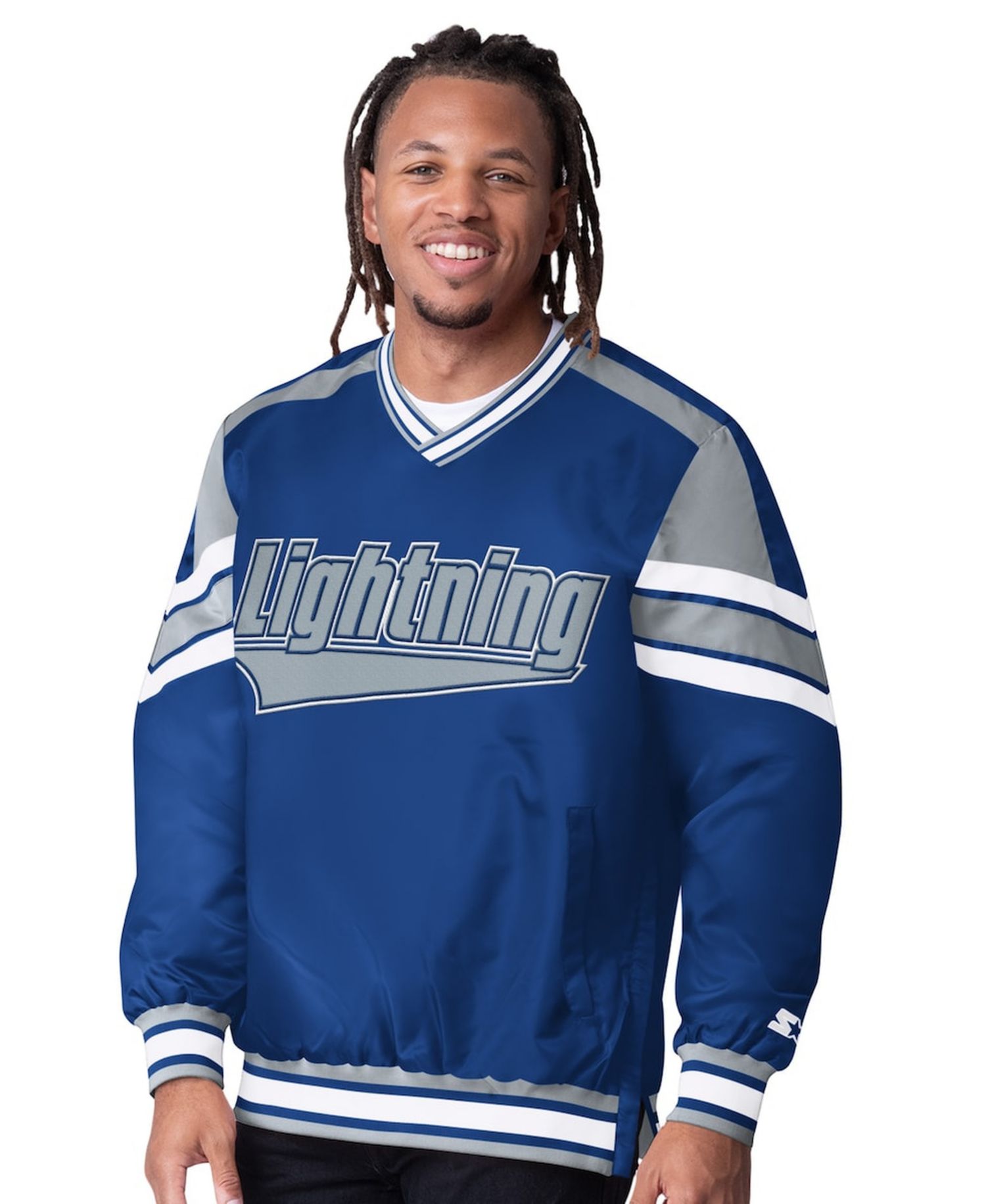 Men's Blue Tampa Bay Lightning Reliever V-Neck Pullover Jacket