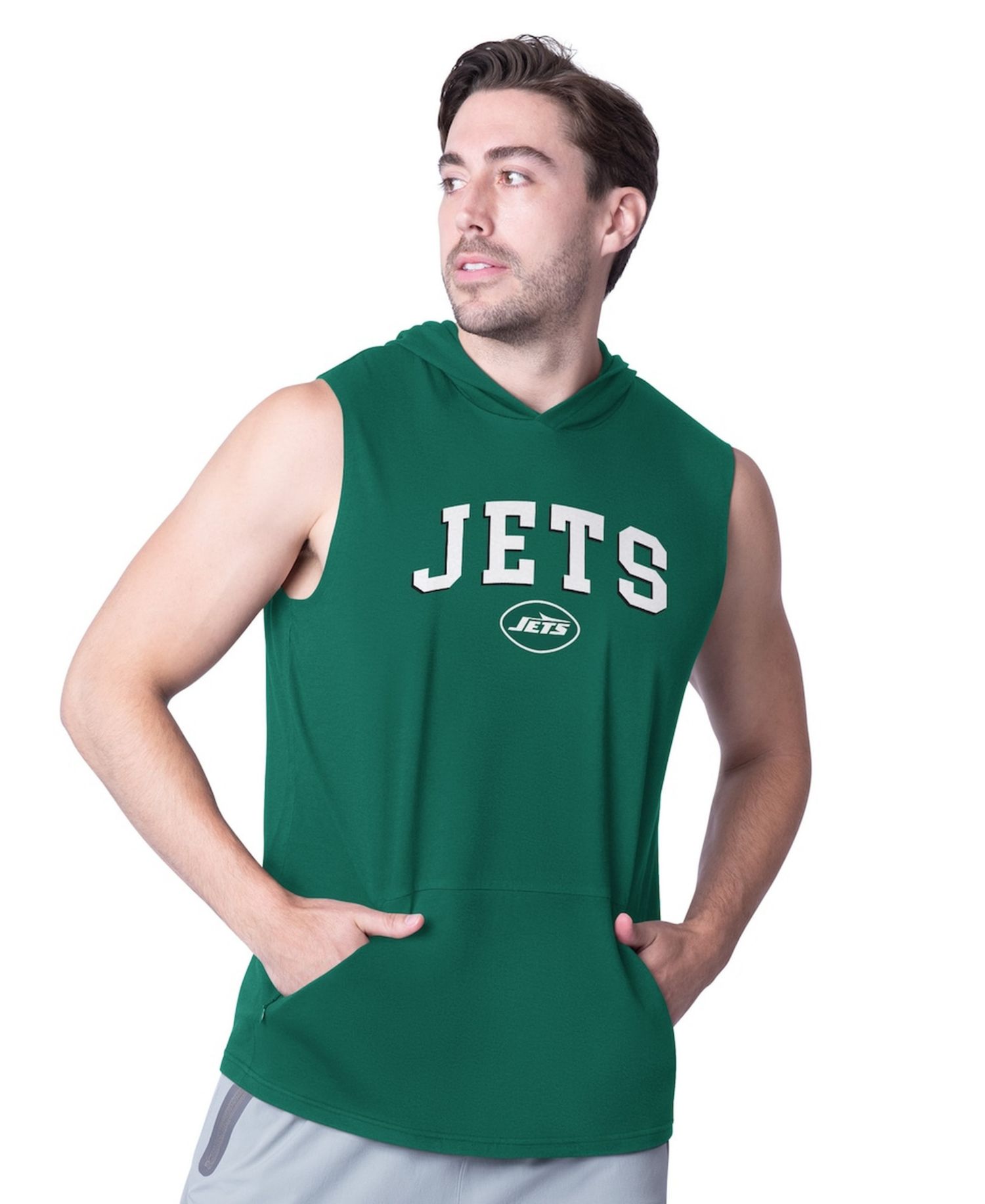 Men's Green New York Jets Action Sleeveless Pullover Hoodie