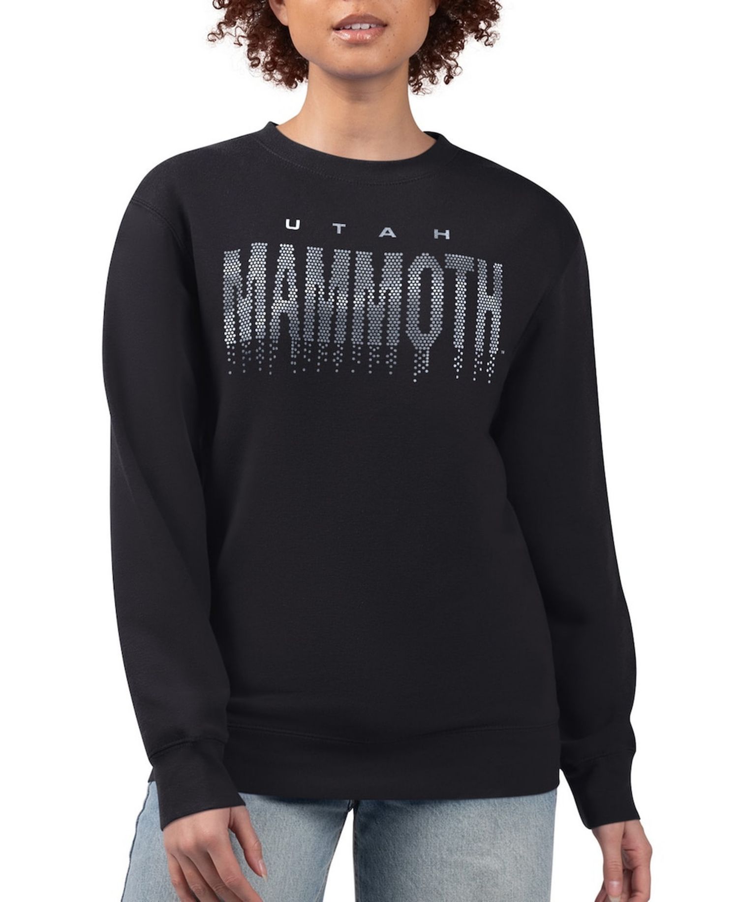 Women's Black Utah Mammoth Metallic Drop Printed Fleece Sweatshirt
