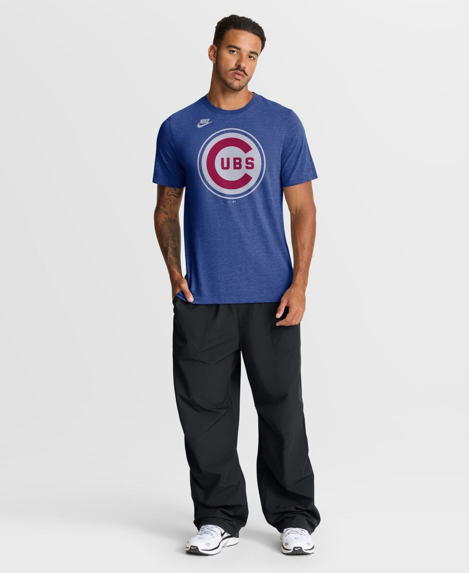 Men's Heather Royal Chicago Cubs Cooperstown Logo Tri-Blend T-Shirt