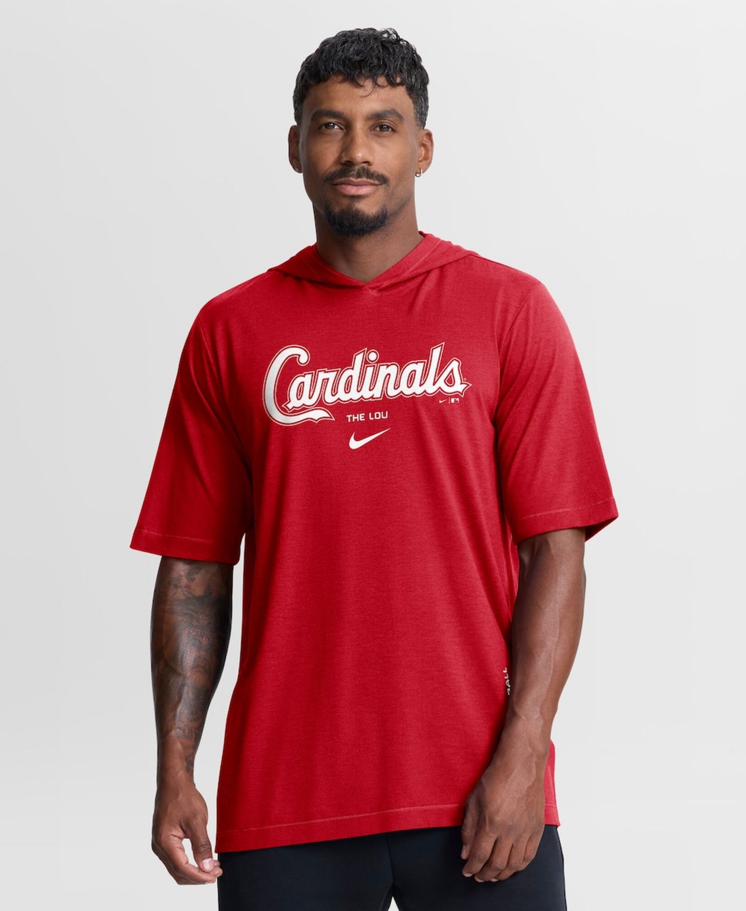Men's Red St. Louis Cardinals Arched Wordmark Tri-Blend Hooded T-Shirt