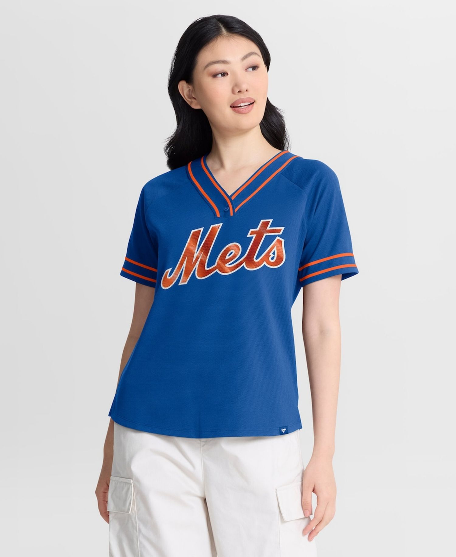 Women's Royal New York Mets Diva Race Ahead Raglan V-Neck T-Shirt