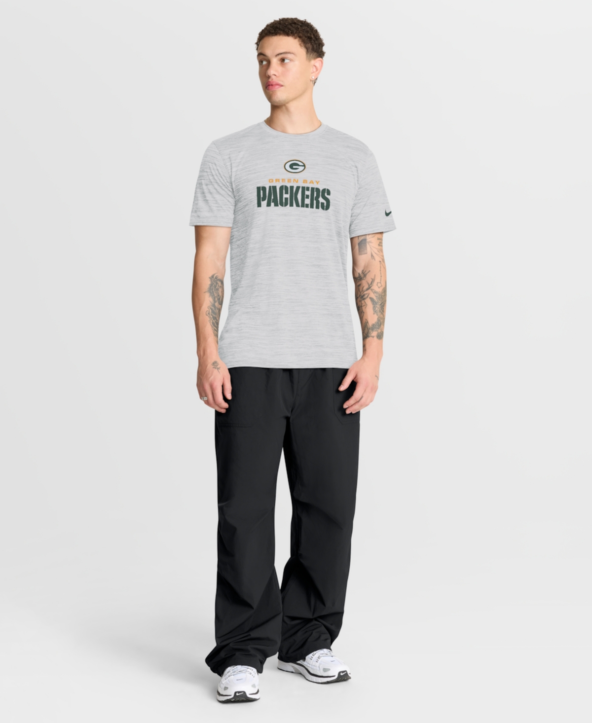 Nike Men's Ash Green Bay Packers Velocity Endurance Run Dri-fit T-Shirt