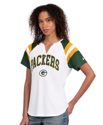 Women's White Green Bay Packers Game On Notch Neck T-Shirt