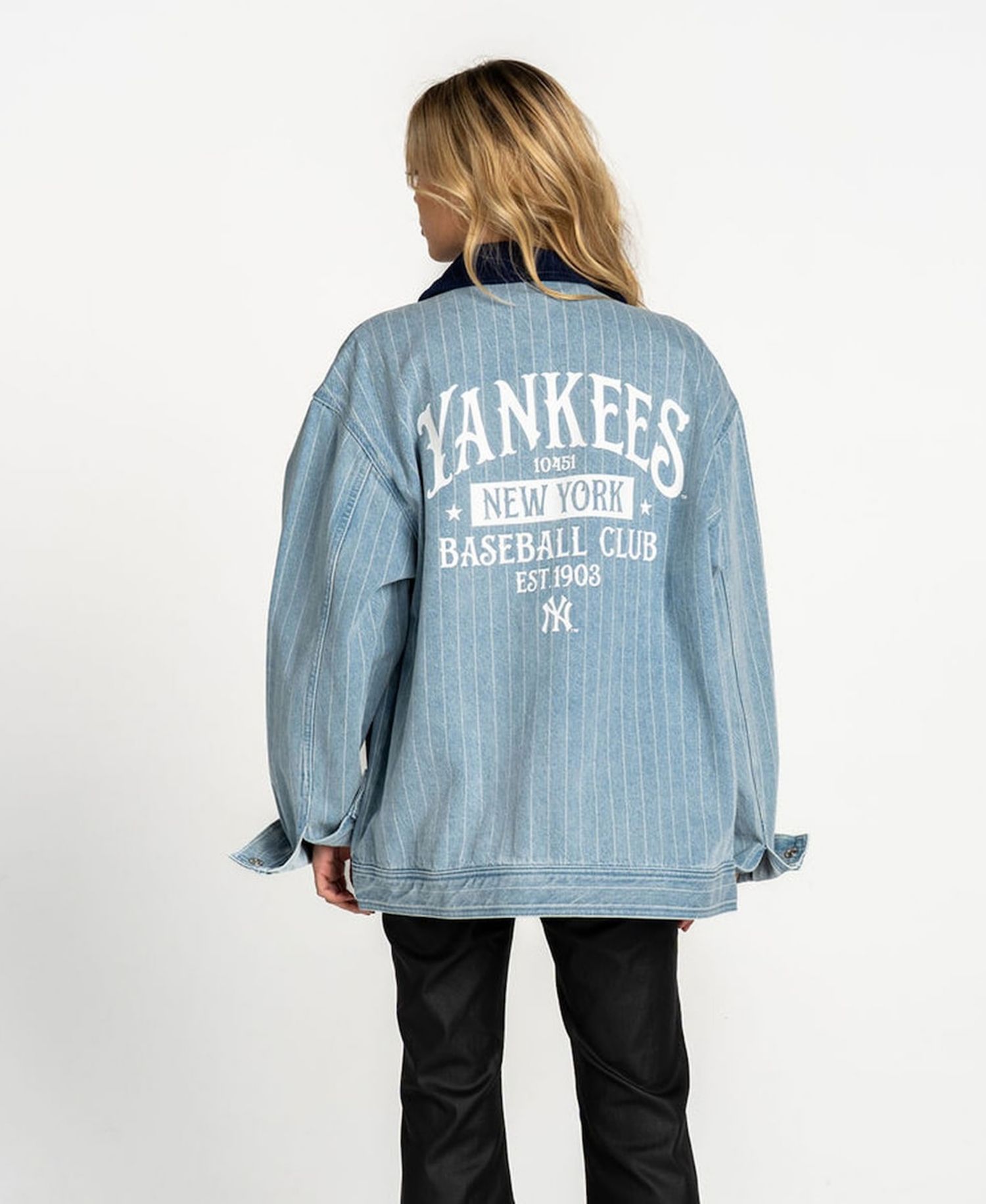 Women's Denim New York Yankees Full-Zip Mechanic Jacket