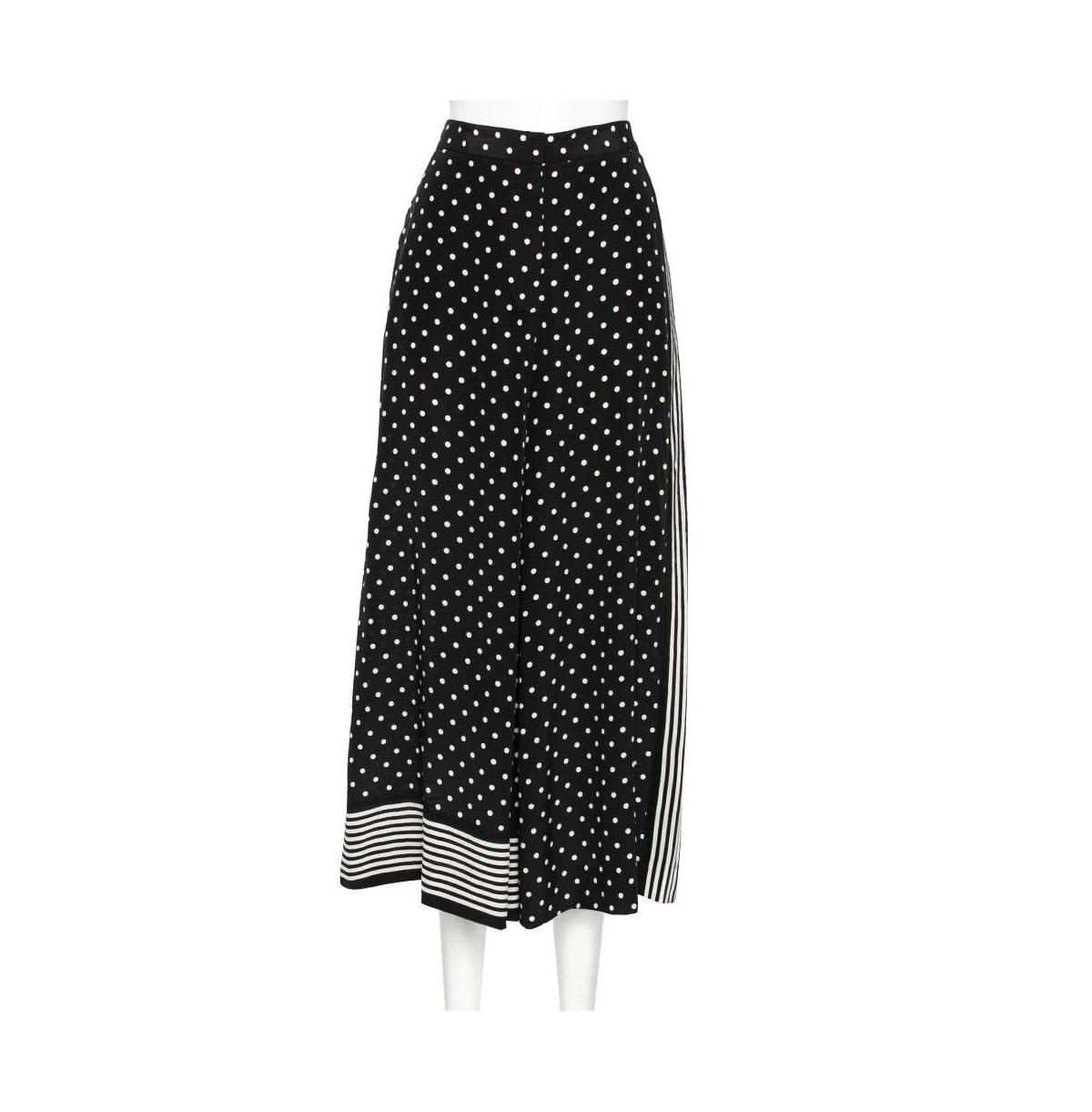 Pre-Owned Stella Mccartney Women's Monochrome Polka Dotted Silk Wide Leg Pants