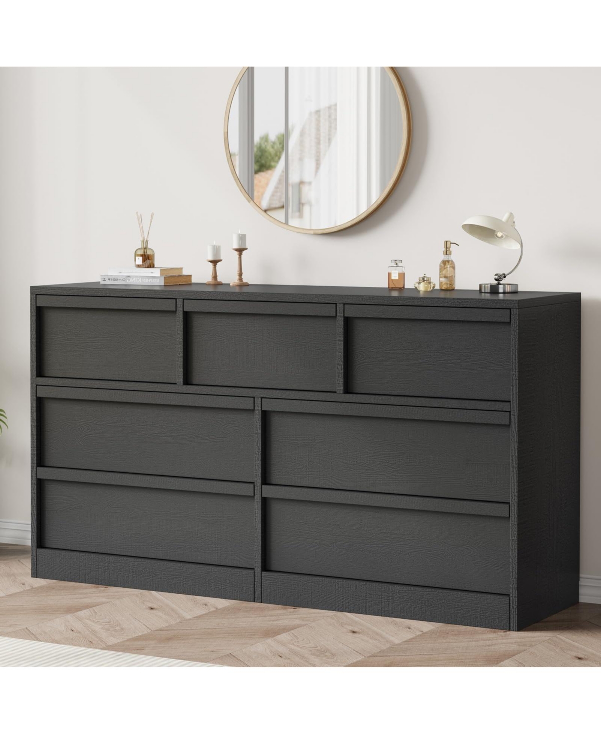 gaomon 7 Drawer Dresser for Bedroom, 54 inch Wide, Chest of Drawers with Large Storage, Wooden Organizer Living Room, Entryway