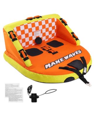 Towable Tube for Boating  Riders Inflatable Towable Tubes with Deck Seats and Backrest  Water Sport Tube for Boat to Pull Full Nylon Cover