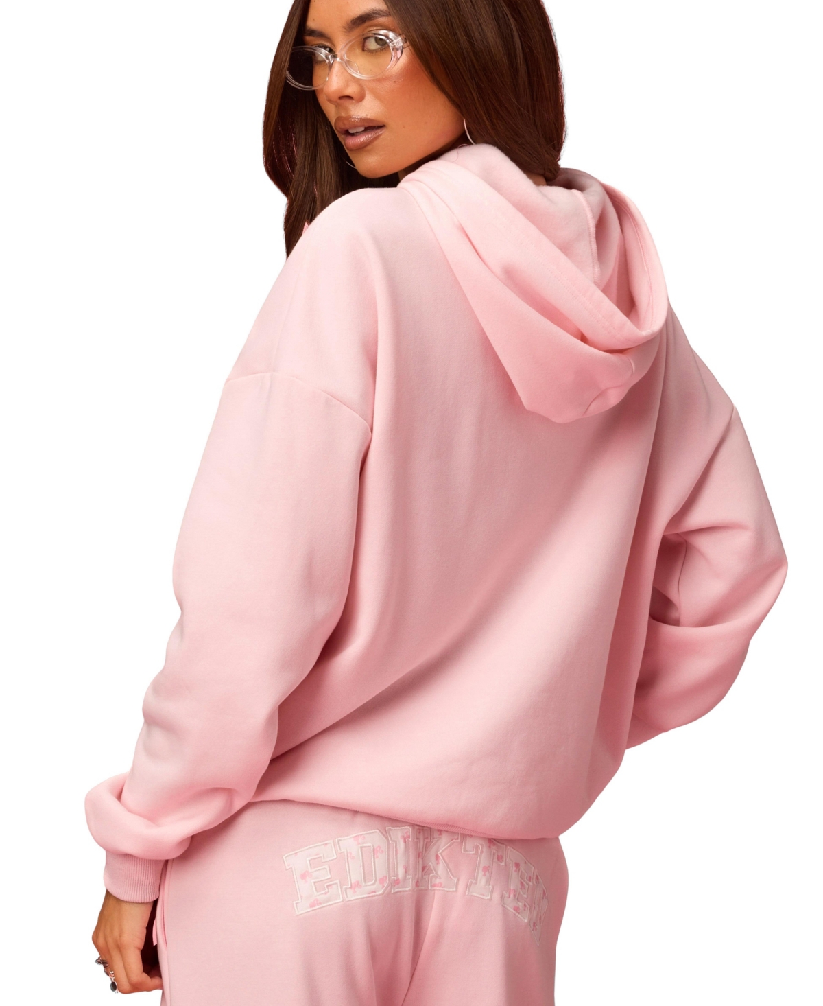Edikted Womens Hearts Barbie Oversized Hoodie