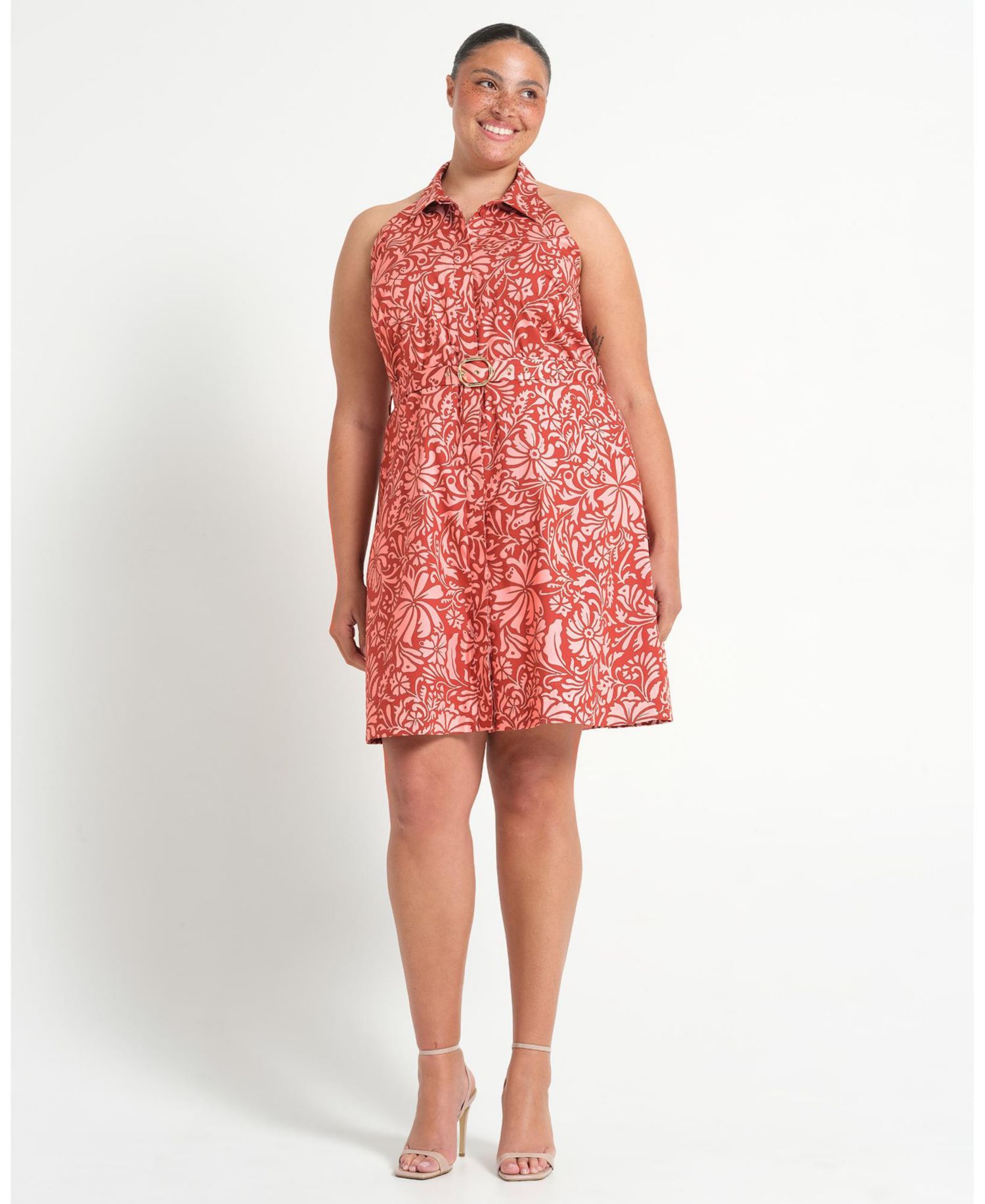 Women's Bellavie Floral Button-Front Belted Mini Dress