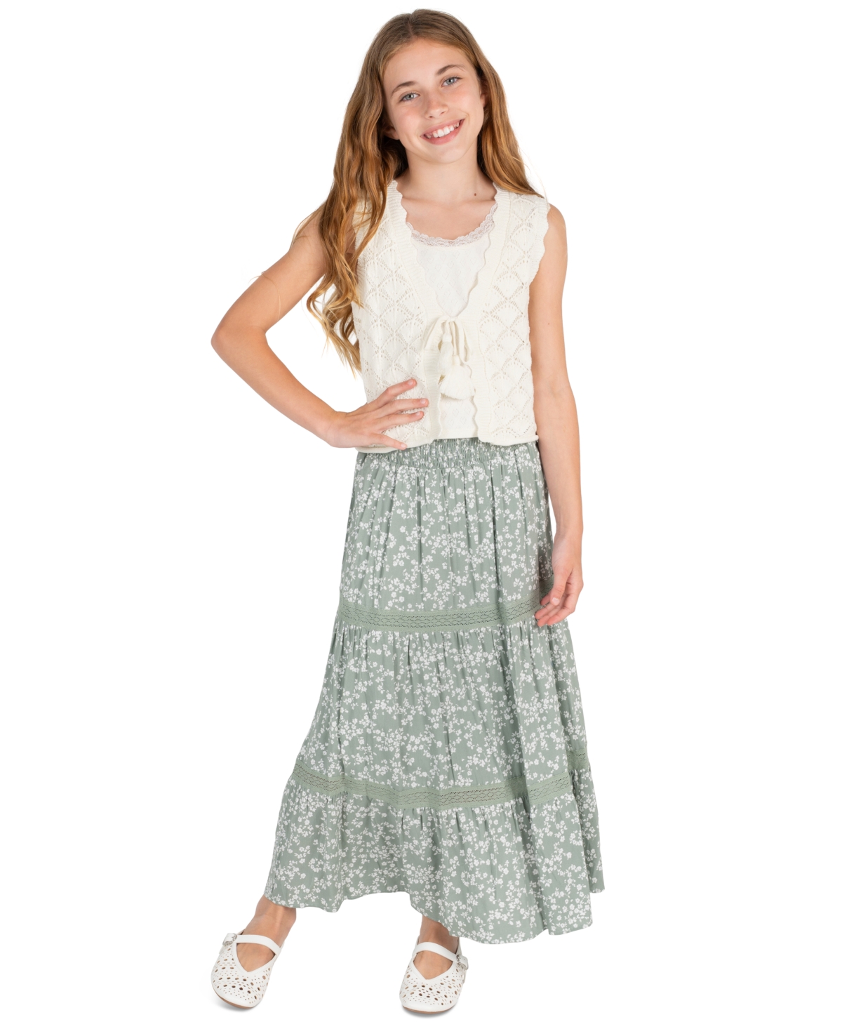 Rare Editions Girls' 7-16 Sleeveless Top, Vest and Dress, 3-Piece Set
