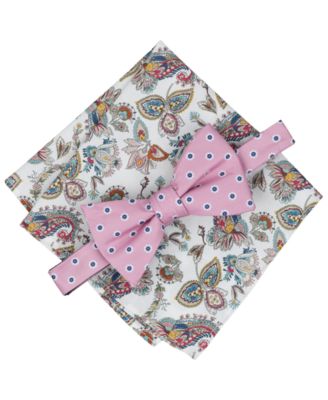 Men's Elliot Dotted Bow Tie & Floral Pocket Square 2-Piece Set
