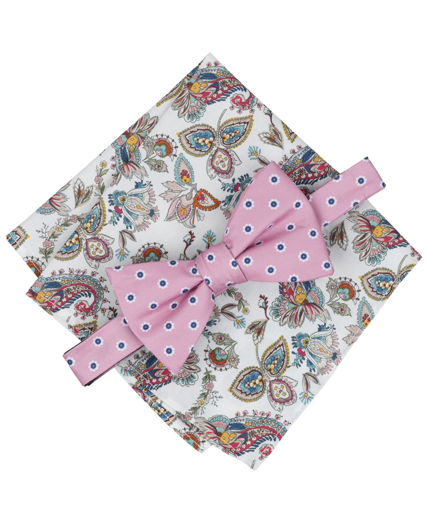 Men's Elliot Dotted Bow Tie & Floral Pocket Square 2-Piece Set