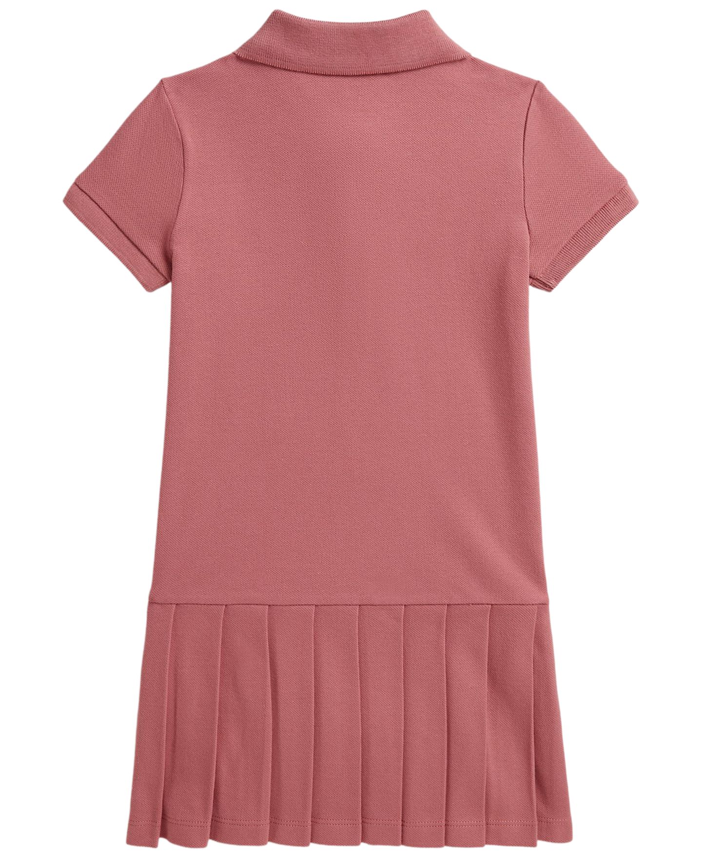 Платье Polo Ralph Lauren Pleated Stretch Mesh Polo Dress для девочек, цвет: Холщовый розовый — фото 2