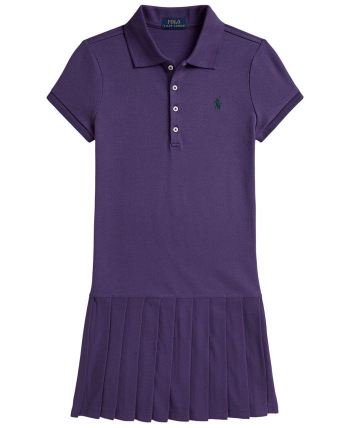 Polo Ralph Lauren Girls' 7-16 Pleated Stretch Mesh Polo Dress