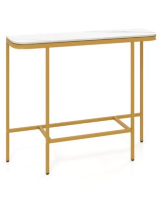  Entryway Console Table with Faux Marble Top and Metal Frame